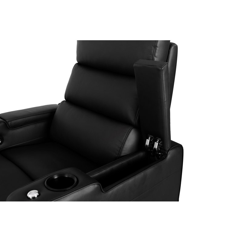 Orren Ellis Leather Power Reclining Home Theater Seat with Cup Holder